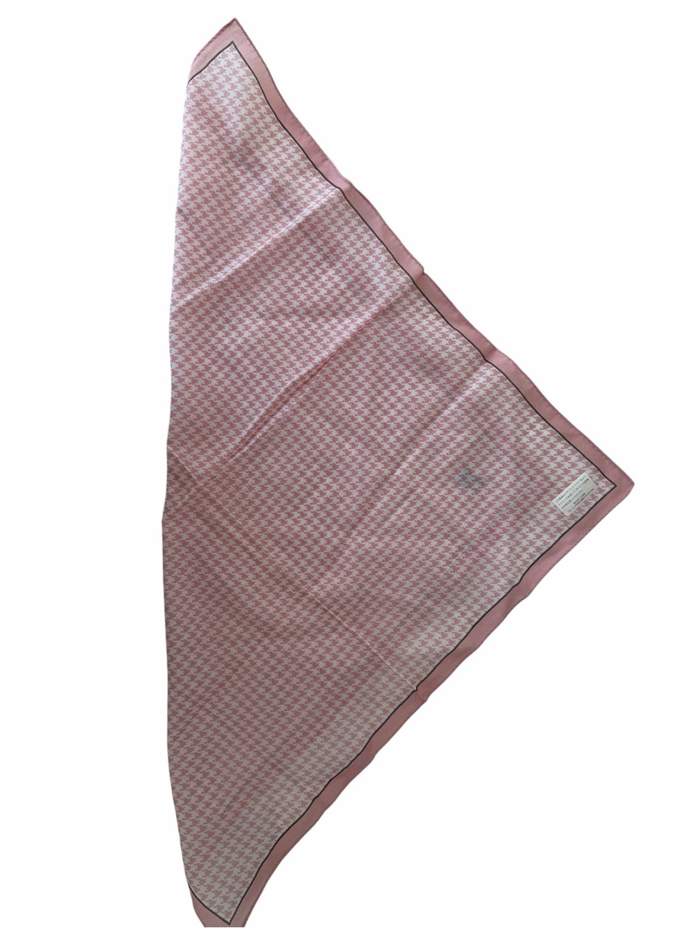 Authentic Burberry Vintage Pink and White Houndstooth Cotton Handkerchief - Picture 5 of 8